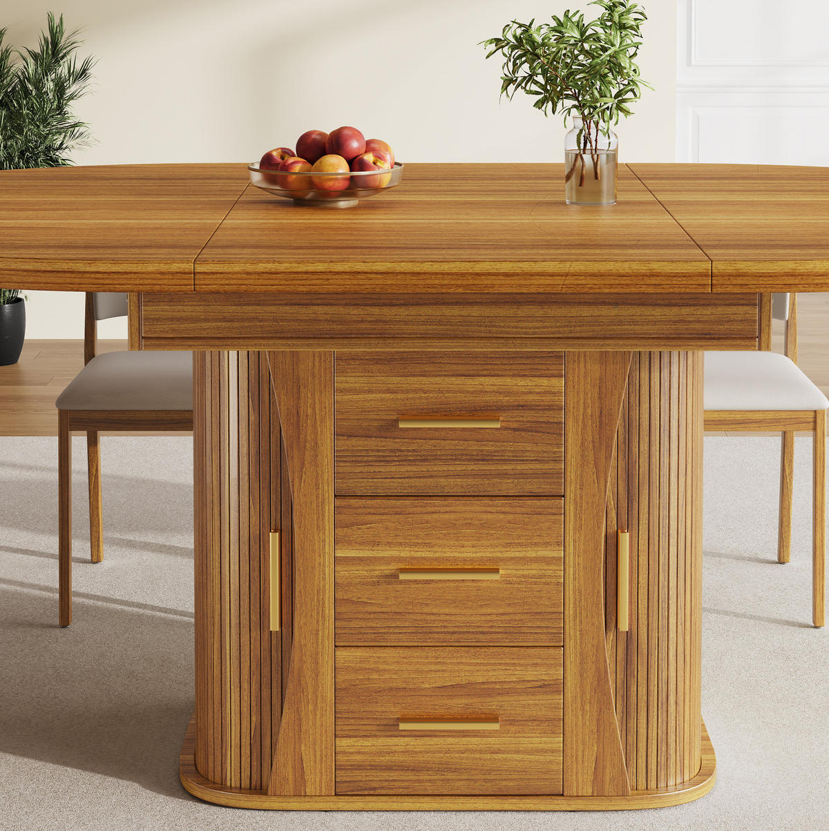 TISCH ausziehbar 118-158 x 118 x 77 cm MDF Walnut - Braun, Holzwerkstoff (158/118/77cm) - Meubliv