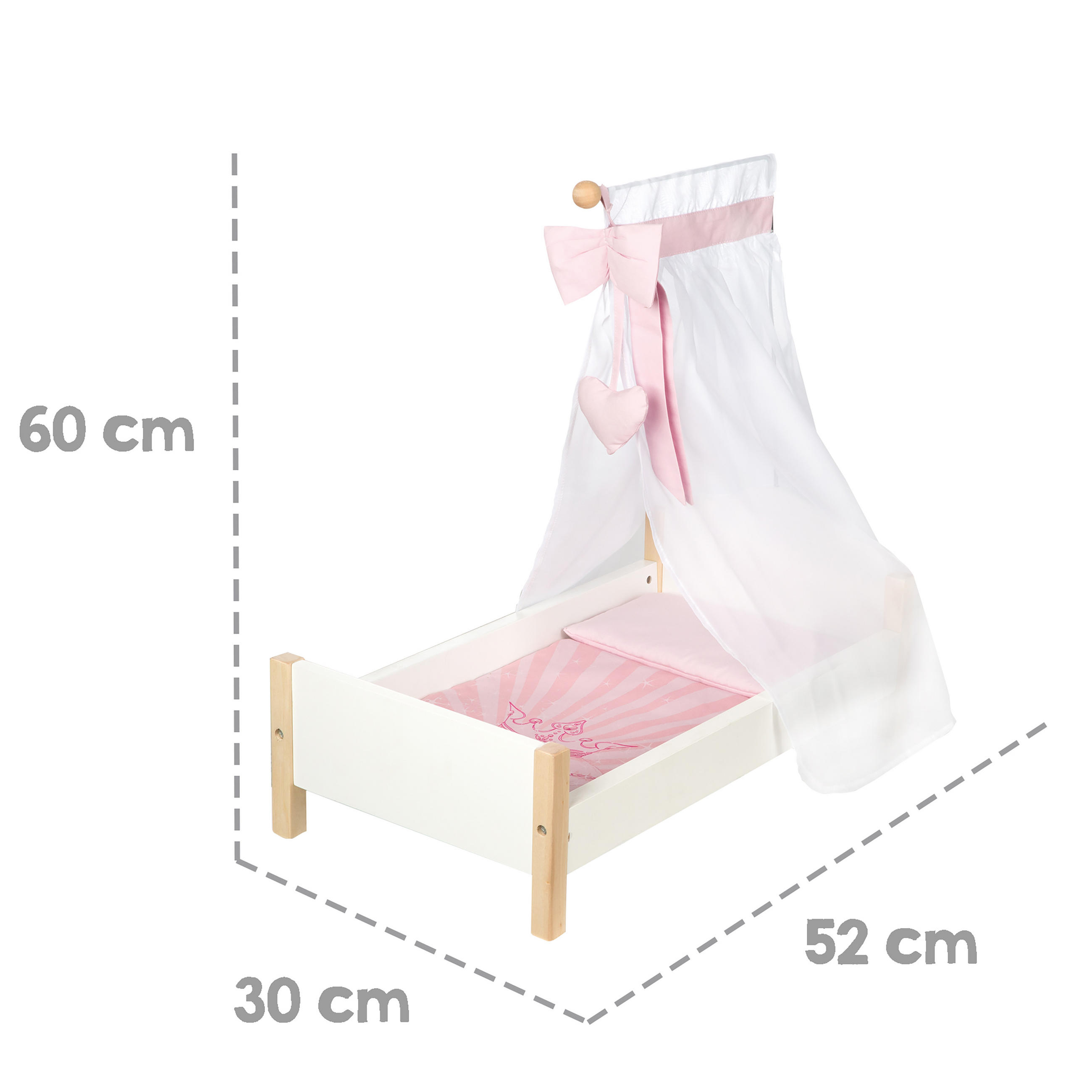 PUPPENSTANDBETT Scarlett - Weiß, Holzwerkstoff (30/60/52cm) - Roba