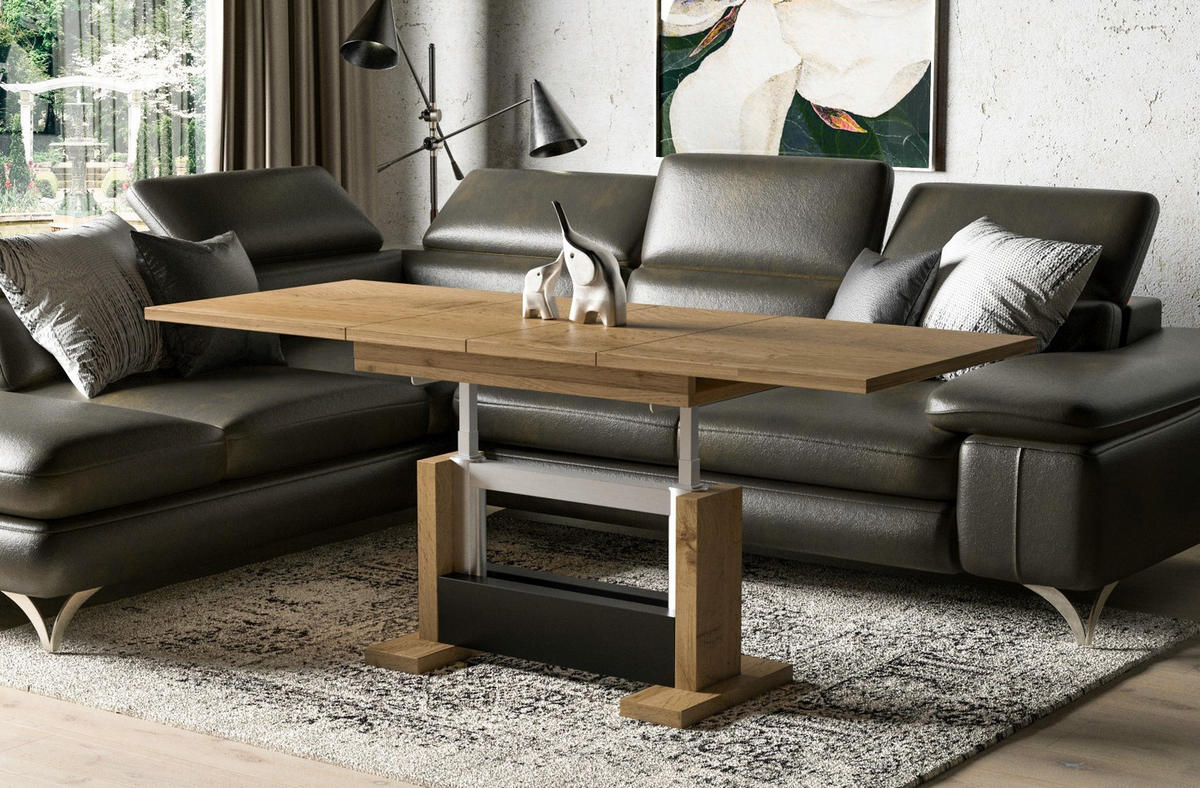 COUCHTISCH Kella höhenverstellbar ausziehbar bis 170 cm - Eiche Wotan, Holzwerkstoff (110/65/58cm) - Endo-Moebel