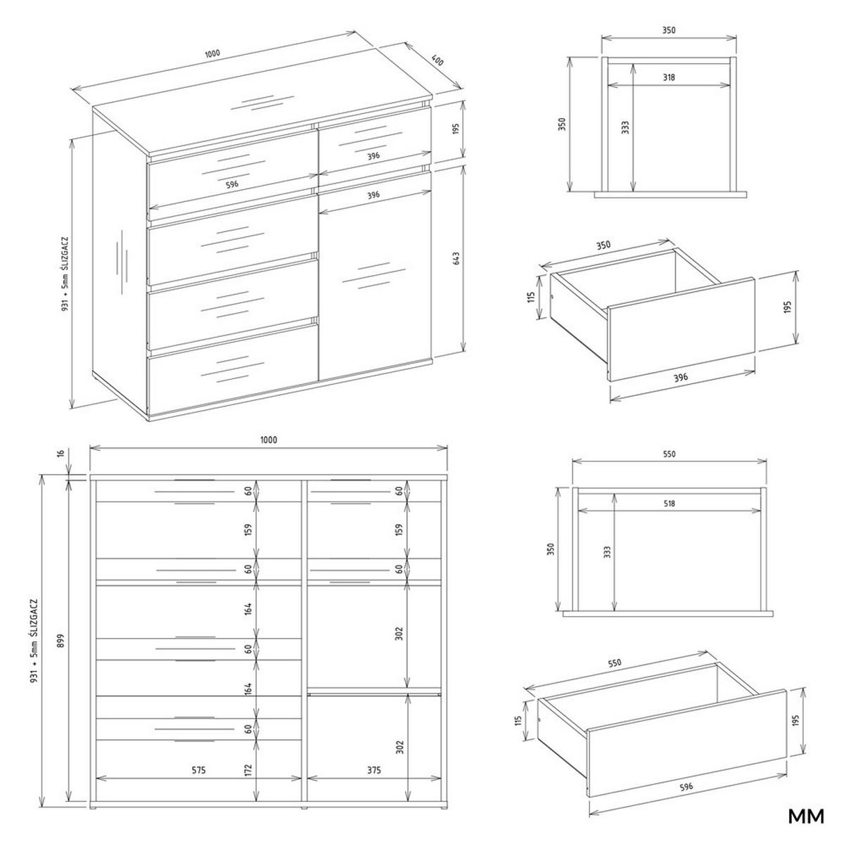 KOMMODE Weiß 100/93/40 - Weiß, Holzwerkstoff (100/93/40cm) - RAUMHIRSCH FURNITURE