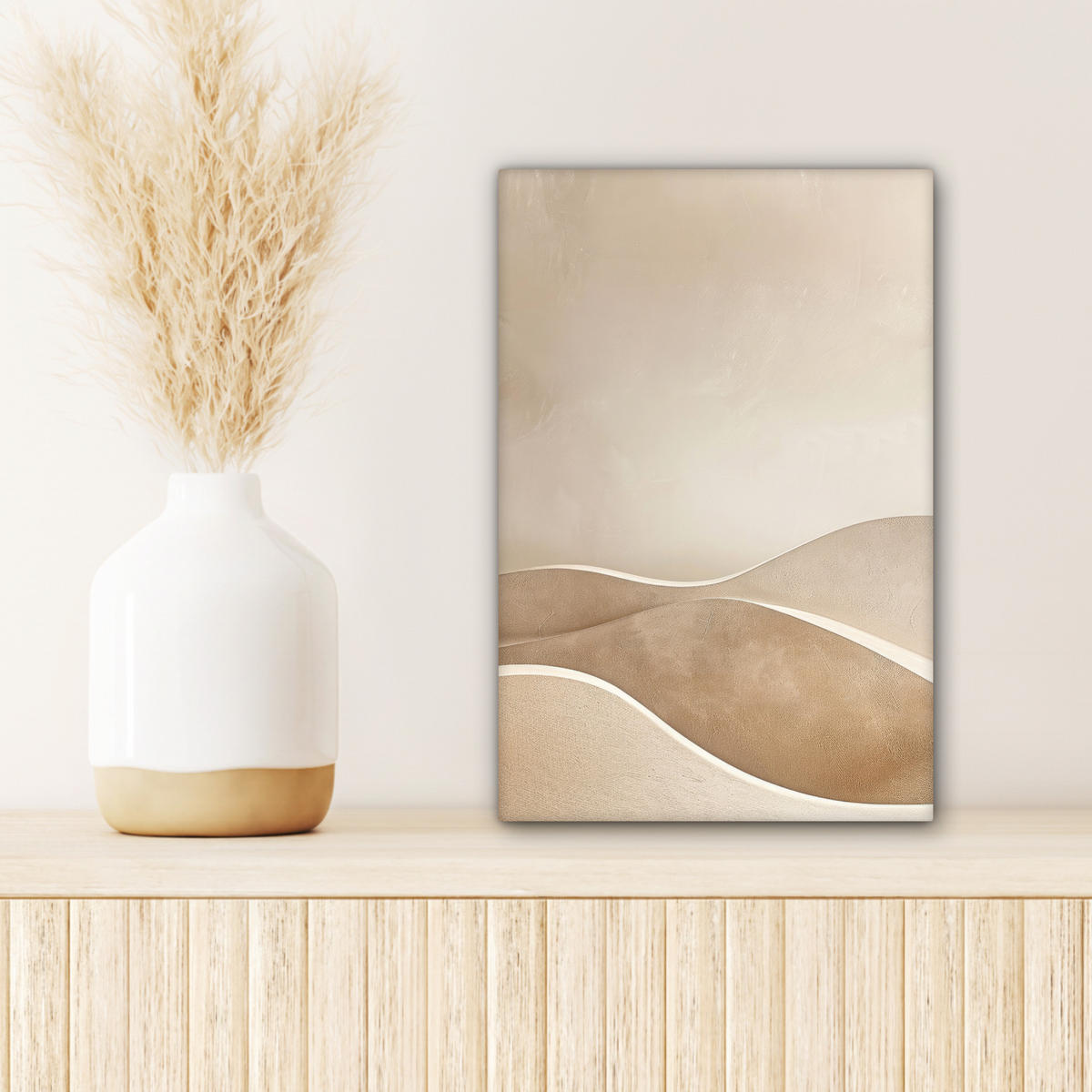 LEINWANDBILD Beige - Natur - Abstrakt - Modern 20x30 cm - Beige, Textil (20/30cm) - MuchoWow