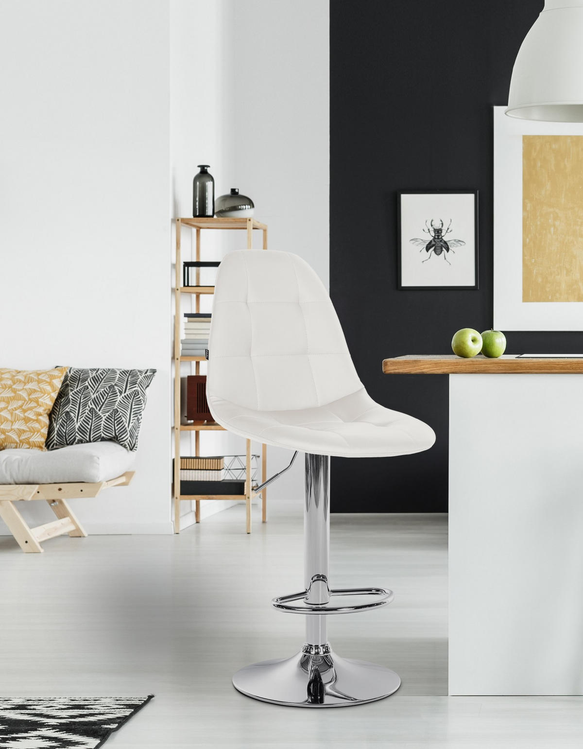 BARHOCKER Metall weiß - Weiß, Textil/Metall (47/58/56cm) - CLP