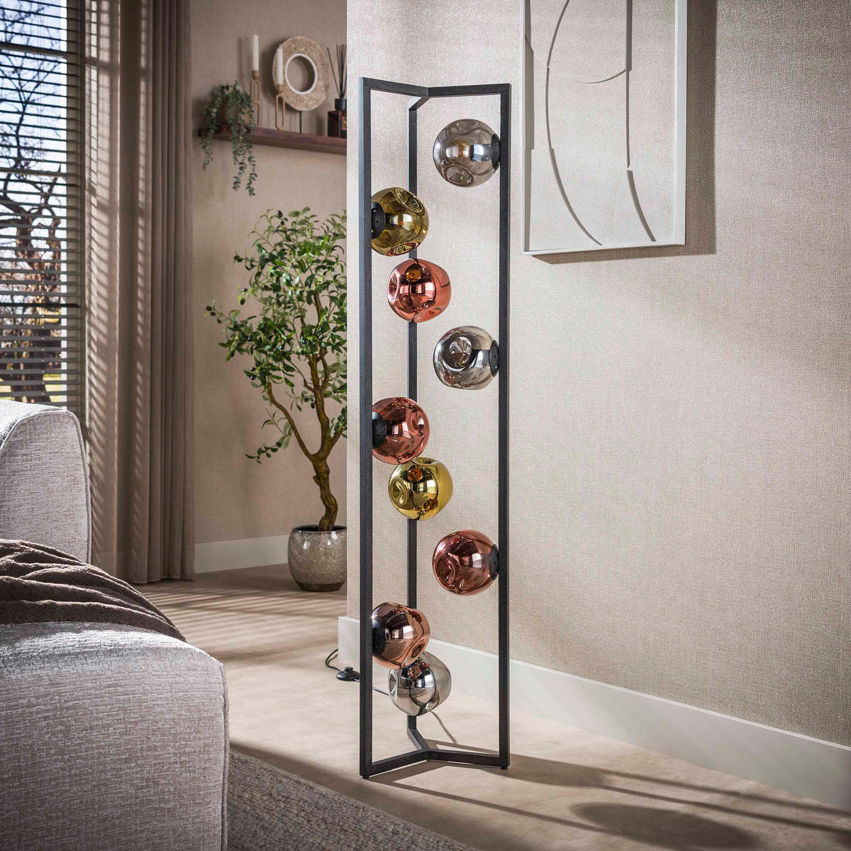 STEHLEUCHTE Stellar Schwarz 34/34/150 cm - Schwarz, Glas (34/34/150cm) - Hoyz Collection