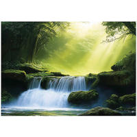 FOTOTAPETE 3D Effekt Wasserfall Wald Wohnzimmer 400x280 - Multicolor, Papier (400/280cm) - Wallarena