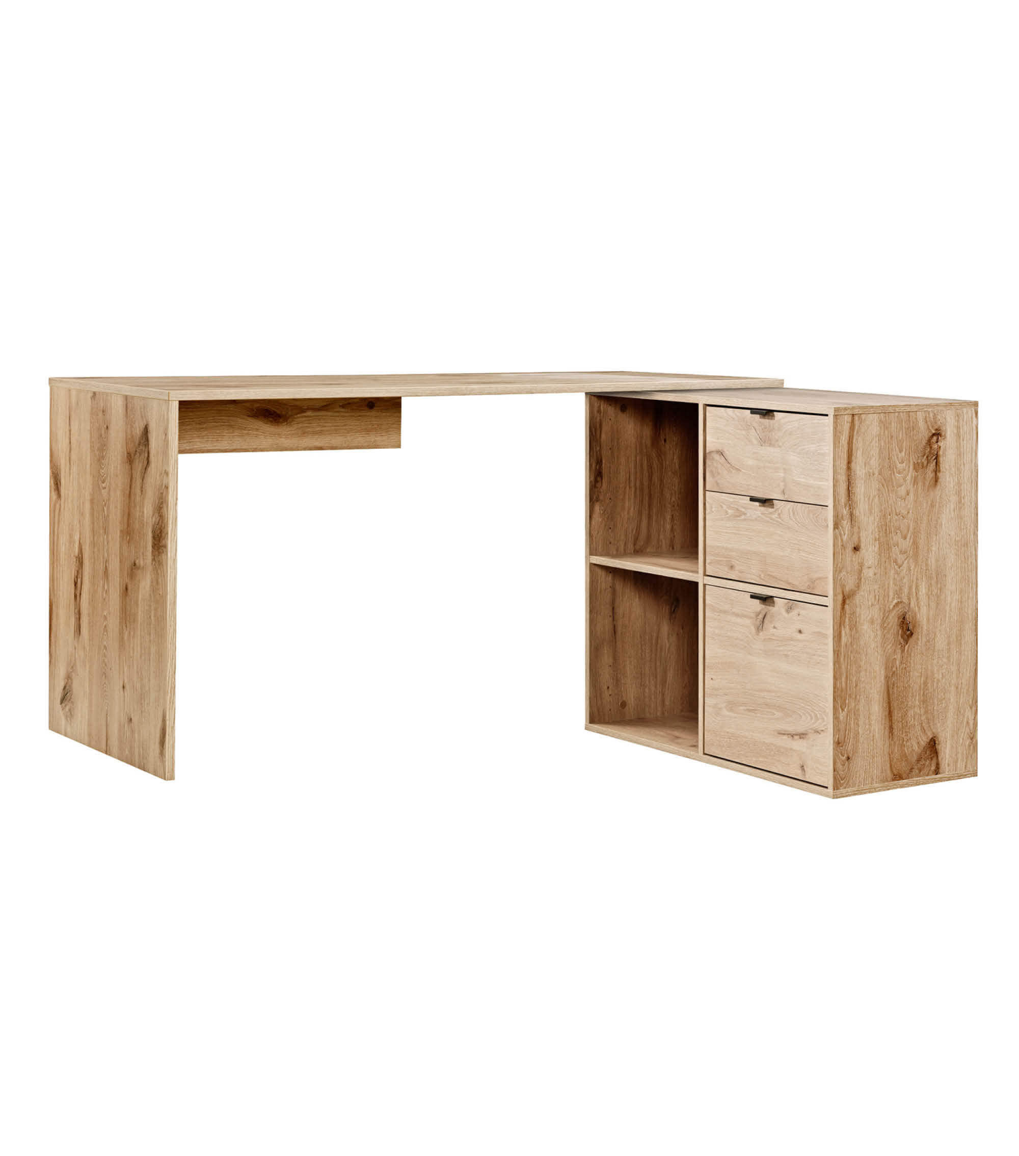ECKSCHREIBTISCH Der Produktive - Eichefarben, Holzwerkstoff (65/145/77cm) - Mokebo