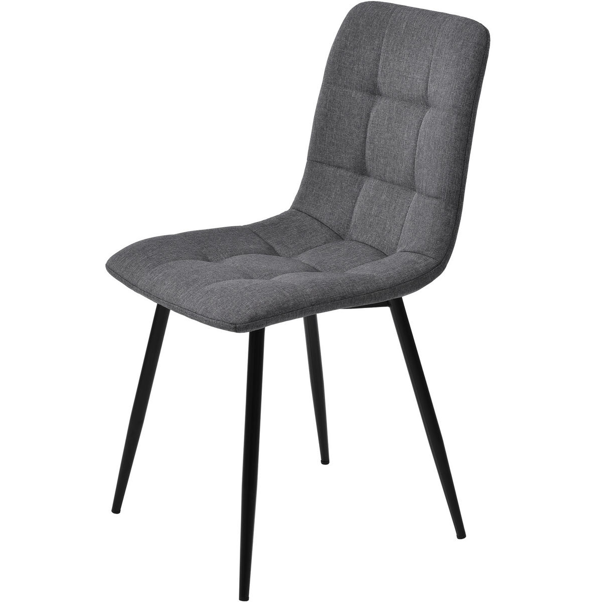 WOHNZIMMER STÜHLE mit Leinenbezug, Ziersteppung und Metallbeinen, Dunkelgrau - Grau, Textil (44/78/46cm) - EVRYAE