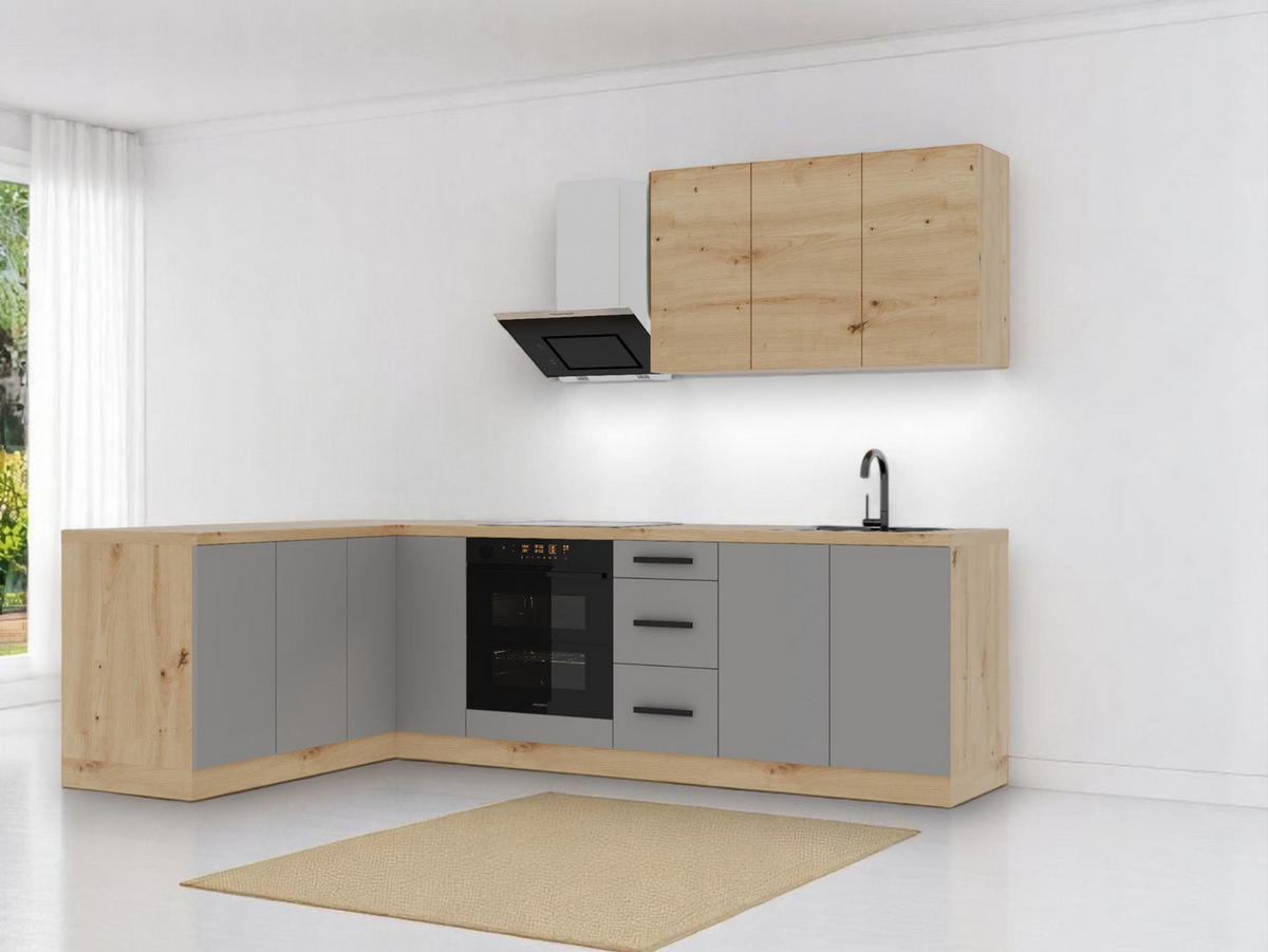 WINKELKÜCHE 270 cm Langen K99-M270 - Beige/Eiche Artisan, Holz (270/212/170cm)