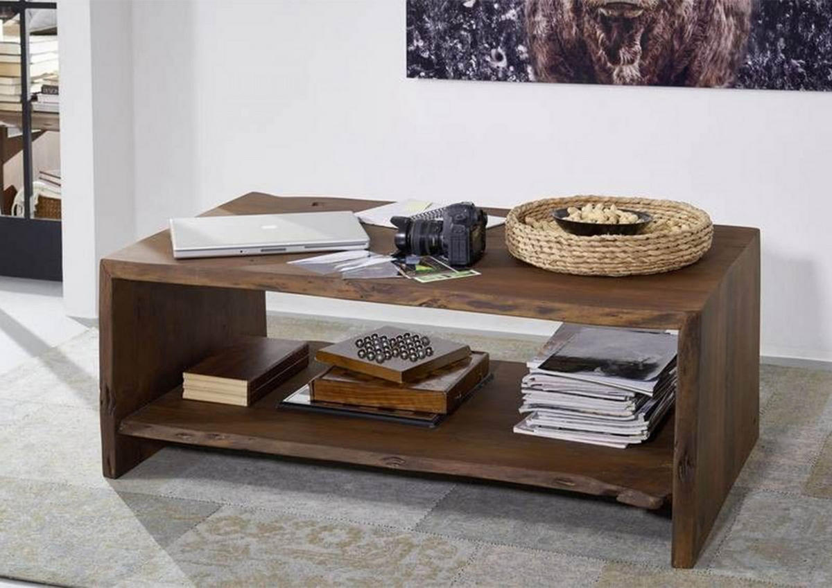 COUCHTISCH Akazie 120x70x45 braun lackiert PURE ACACIA #008 - Braun, Holz (120/70/45cm) - Massivmoebel24