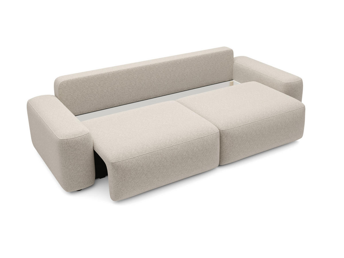 BETTSOFA RUOTA Creme Chenille-Stoff mit Schlaffunktion - Creme, Textil (105/87/257cm) - MASSENO