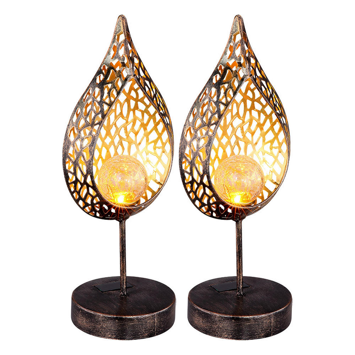 LED AUSSENLEUCHTE Gold patiniert 2er Set - Goldfarben, Glas (16/13/35.5cm) - Globo Lighting