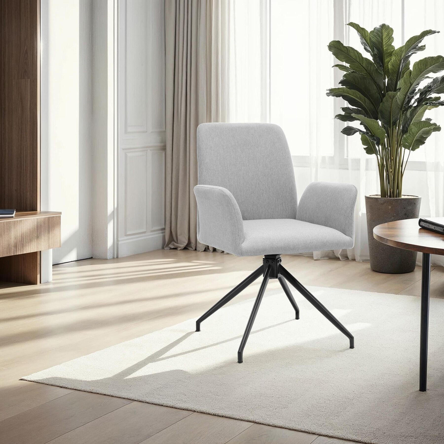 Thumbnail - tectake Armlehnstuhl, Hellgrau, Kunststoff, Pappel, 55.5x87x58 cm, Esszimmer, Stühle, Esszimmerstühle, Armlehnenstühle