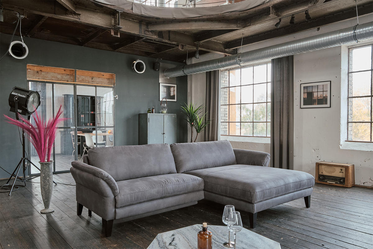 ECKSOFA MIT MOTORISCHER RELAXFUNKTION MALTA Grau Webstoff - Schwarz/Grau, Buchenholz/Textil (302/175cm) - KAWOLA