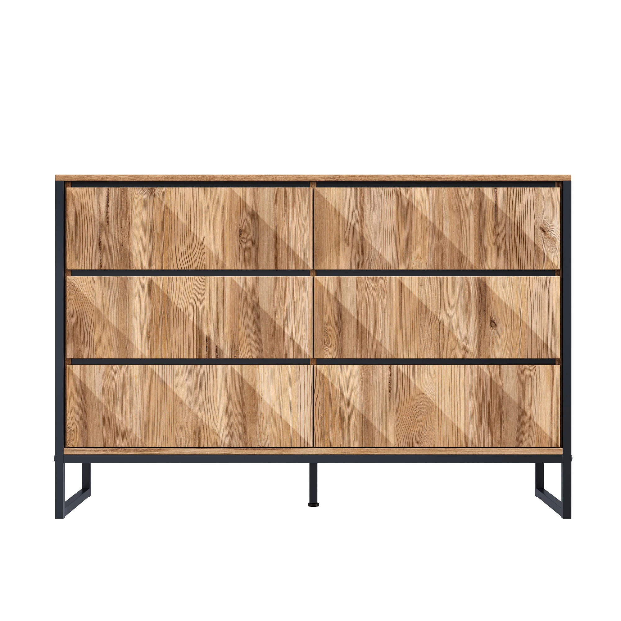SIDEBOARD Schwarz-Natural 120/40/80 cm - Schwarz, Holzwerkstoff (120/80/40cm) - PANGIVO