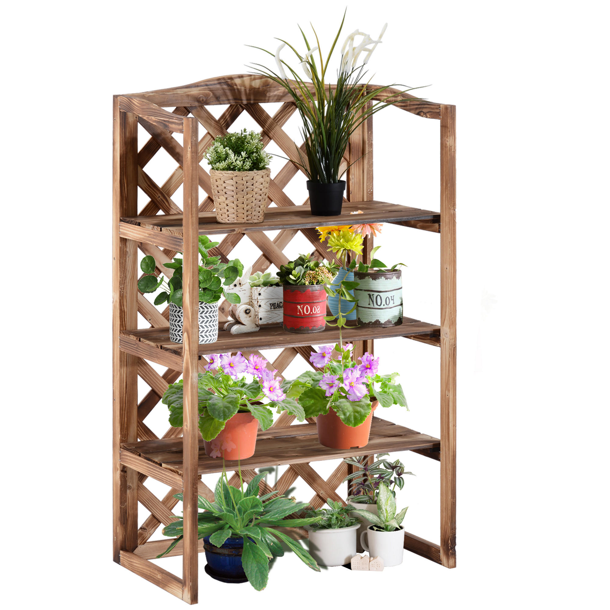 BLUMENSTÄNDER, Tannenholz, Naturholz - Naturfarben, Holz (38/120/75cm) - Outsunny