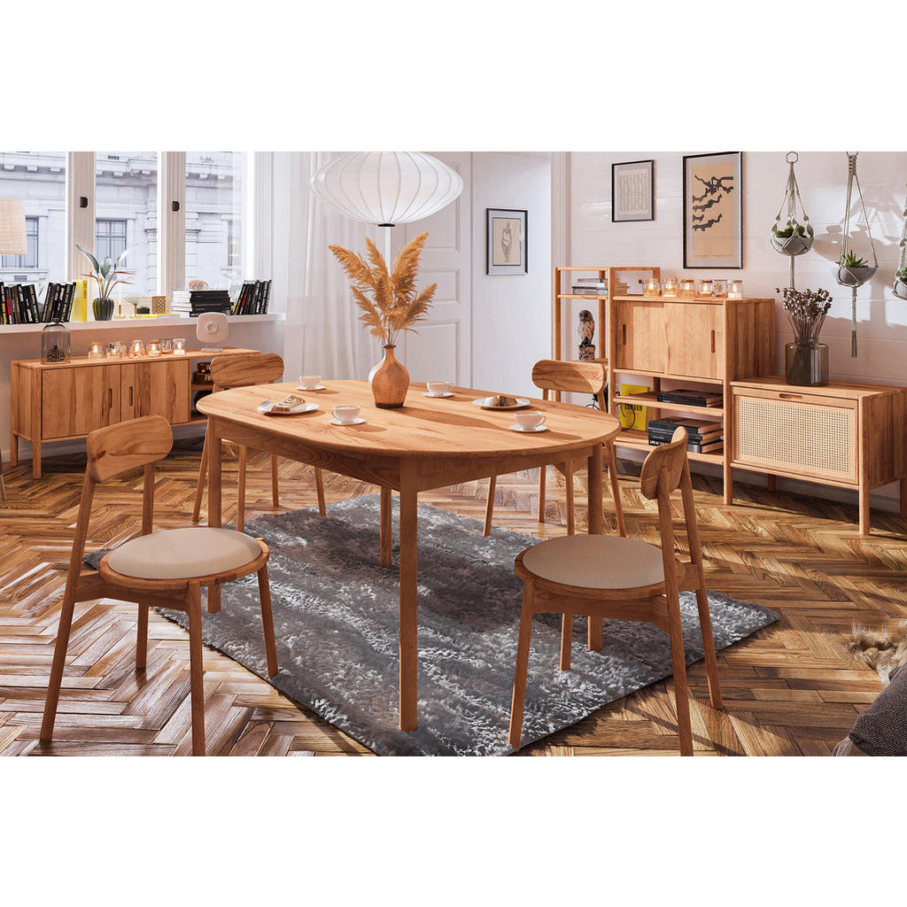 Thumbnail - byoak Tisch, Creme, Holz, Kernbuche, 100x77x180 cm, Esszimmer, Tische, Esstische