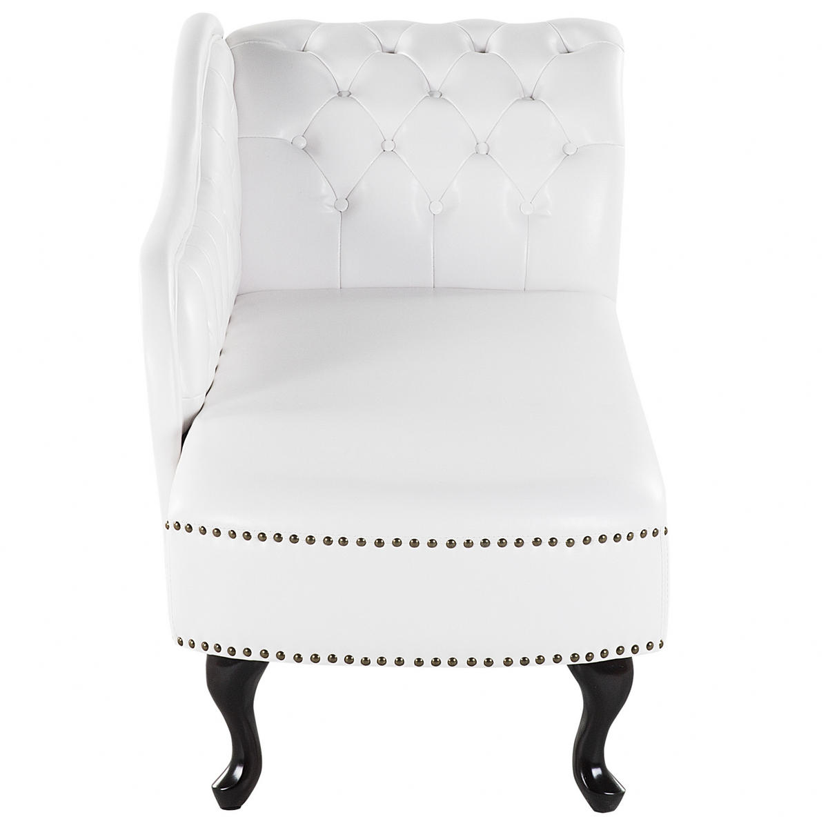 CHAISELONGUE Kunstleder weiß glänzend rechtsseitig Nimes - Schwarz/Weiß, Kunststoff (170/79/61cm) - Beliani