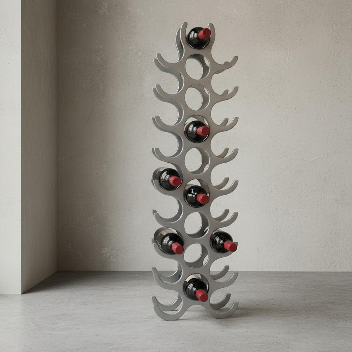 WEINREGAL Aluminium Modern Stil für 27 Flaschen stehend 98x31x14cm - Silberfarben, Metall (31/98/14cm) - KADIMA DESIGN