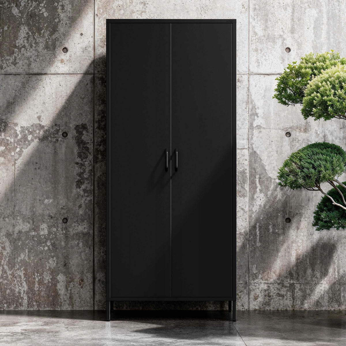 KLEIDERSCHRANK FLAVIO - Schwarz, Metall (80/185/45cm) - Jan Nowak