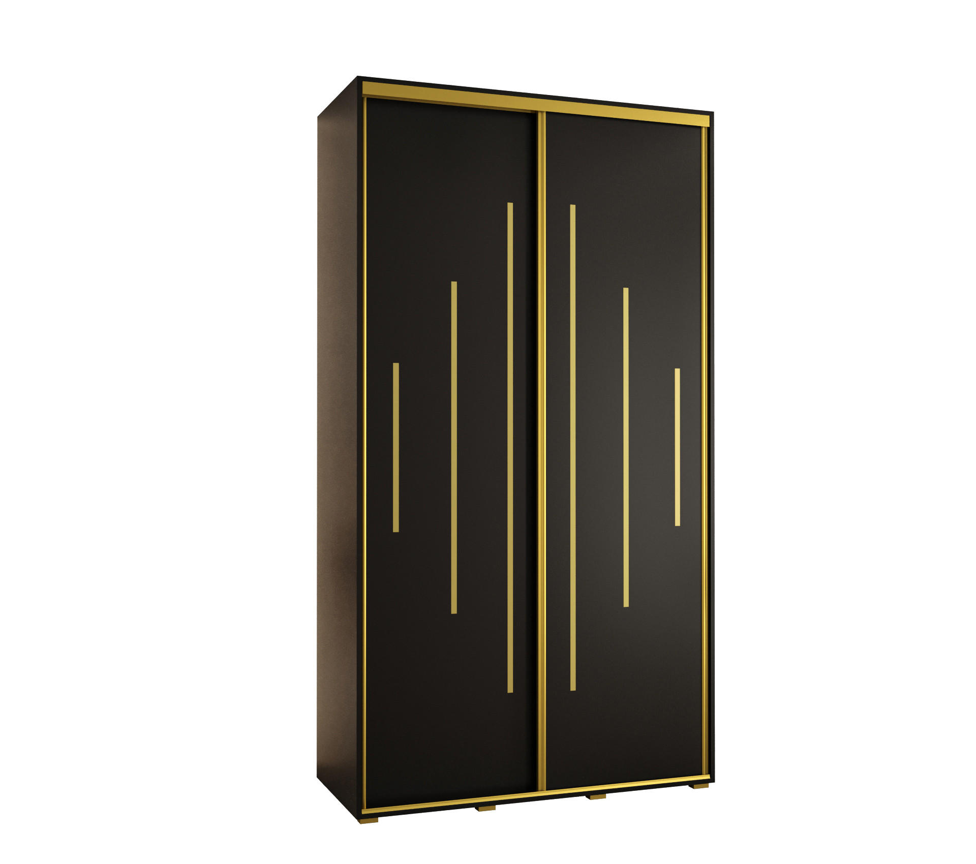 Abiks Möbel Schwebetürenschrank Schwarz, Schwarz, Gold 130x235x60 cm