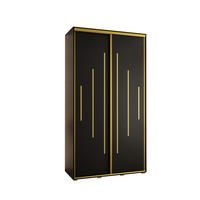 SCHWEBETÜRENSCHRANK 235,2/130/60 2-türig - Goldfarben/Schwarz, Holz/Metall (130/235/60cm) - Abiks Möbel