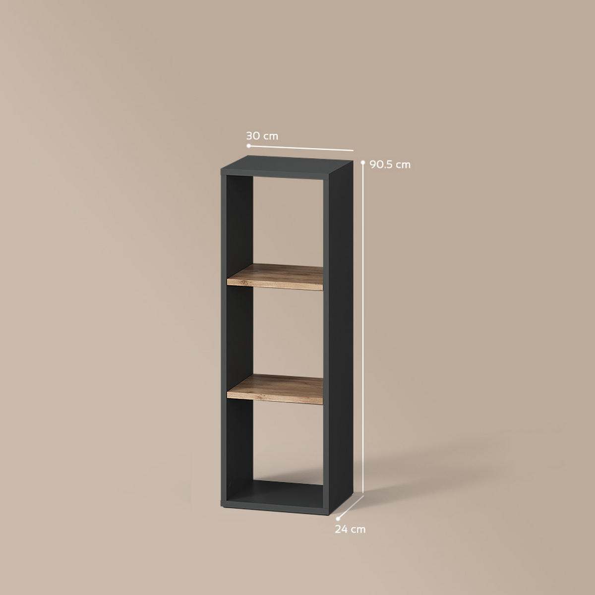 AUFBEWAHRUNGSREGAL Ortello Anthrazit/Goldkraft Eiche 30 x 90.5 cm - Honigeiche/Anthrazit, Holzwerkstoff (30/90.5/24cm) - Livinity®