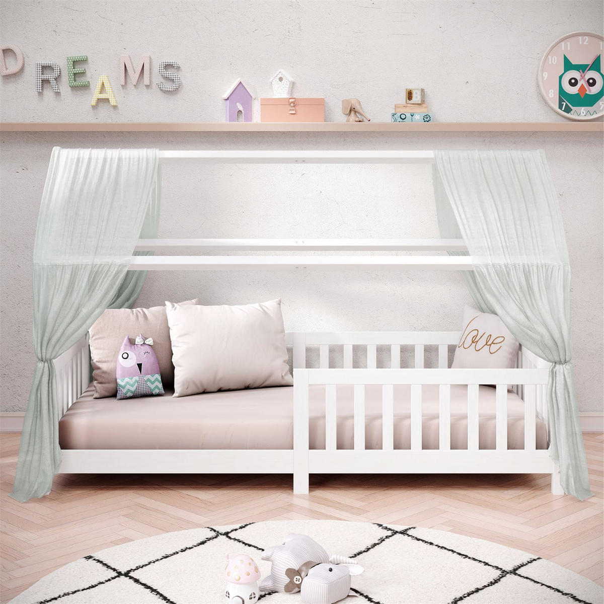 HAUSBETT NINA 90X200 CM - Weiß, Holz (96/135/206cm) - IDIMEX