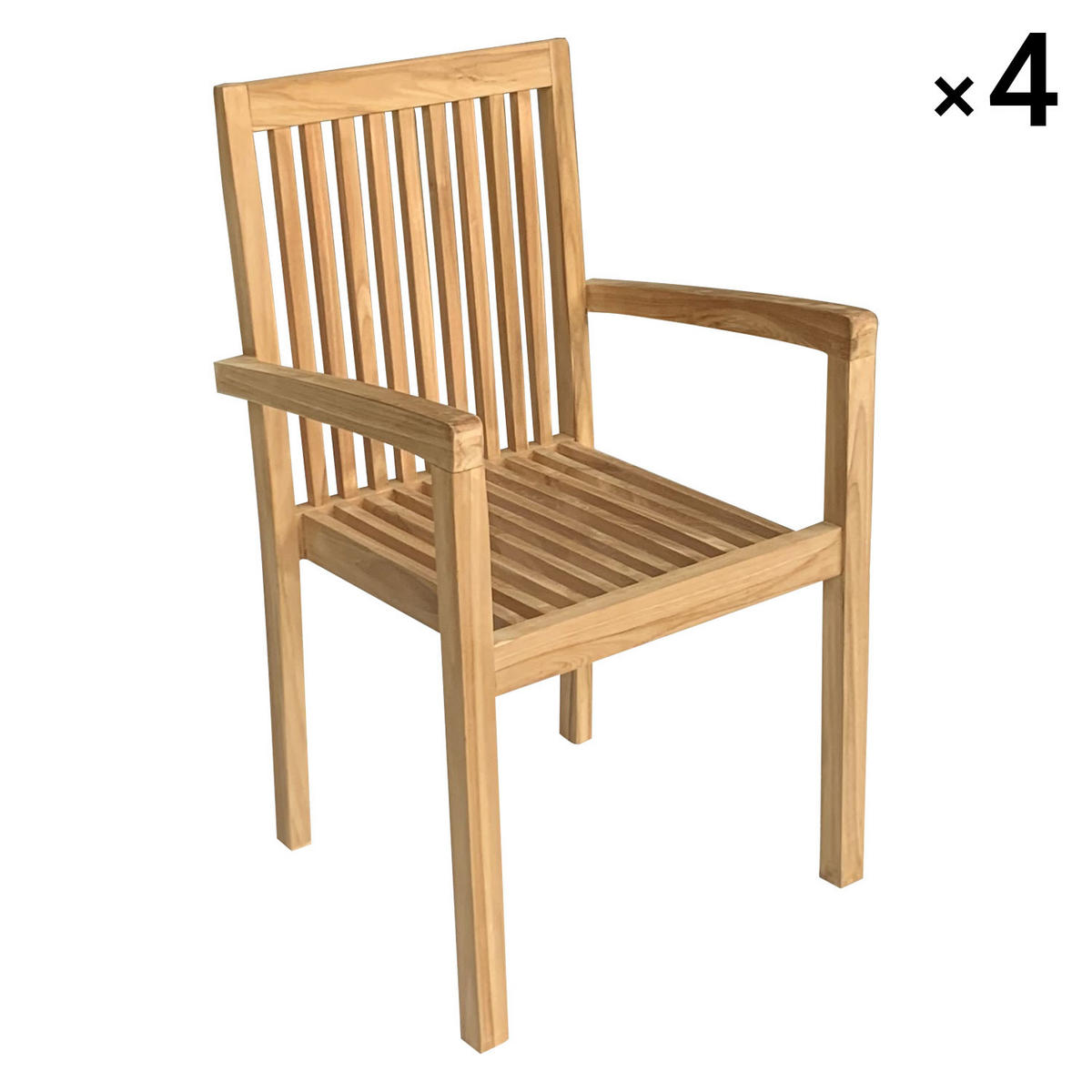 GARTENSTÜHLE Java 4er-Set - Braun, Holz (54/88.5/47cm) - Happy Garden