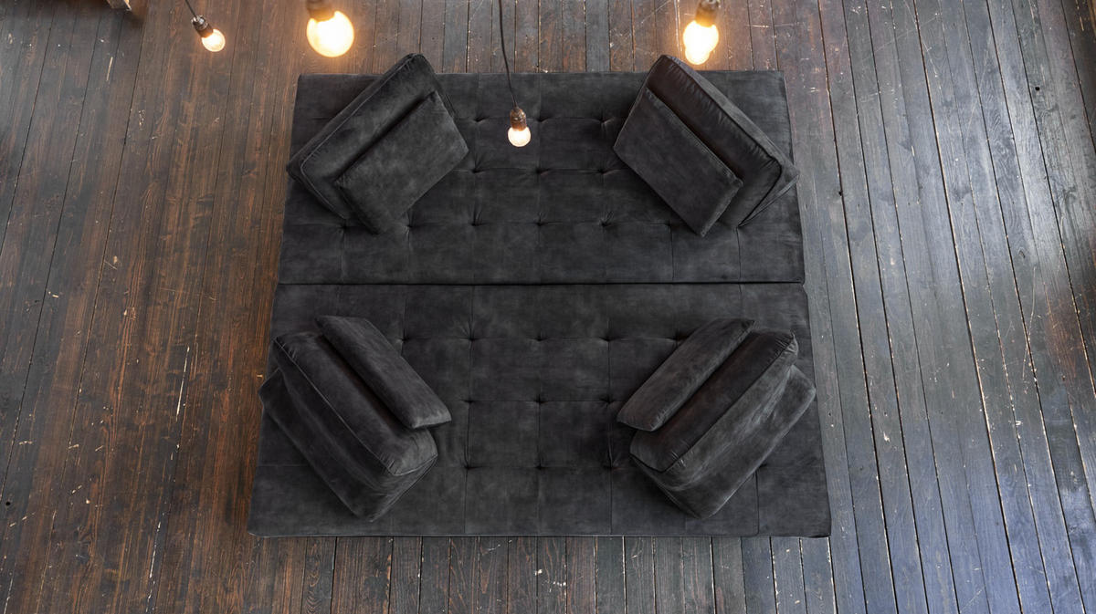 ECKSOFA WIOLO Anthrazit Velvet - Anthrazit/Silberfarben, Textil (350/240cm) - KAWOLA