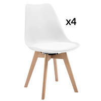 ESSSTUHL 4er-Set drehbar Weiß Kunstleder Massivholz - Weiß, Holz (40.5/83/40.5cm) - Meubliv