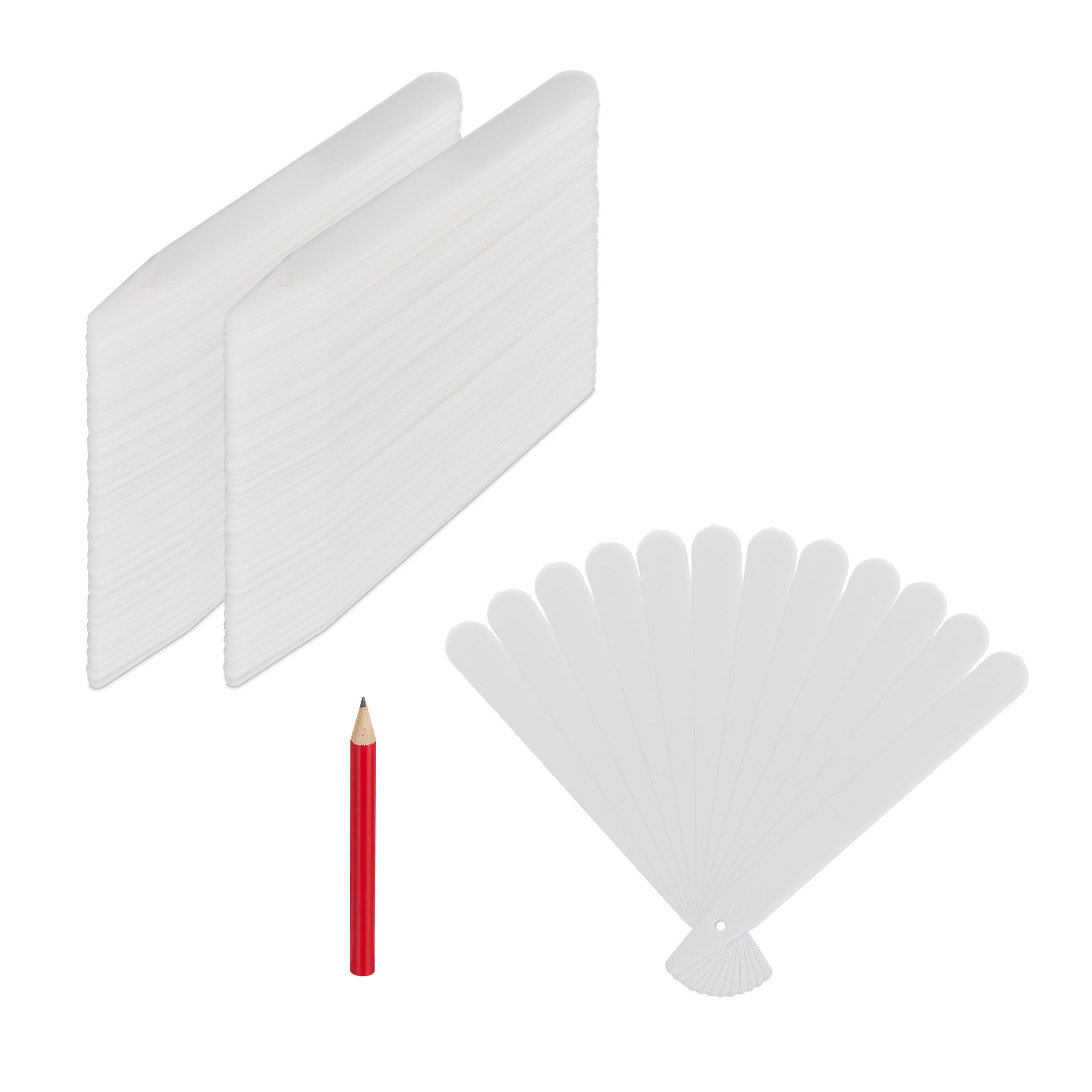 PFLANZETIKETTEN Weiß 300er-Set Kunststoff - Weiß, Kunststoff (1.5/13/0.1cm) - Relaxdays