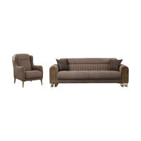 SITZGARNITUR Multan, Braun Stellvariante 2+1 - Beige, Holzwerkstoff/Metall (178/85/95cm)