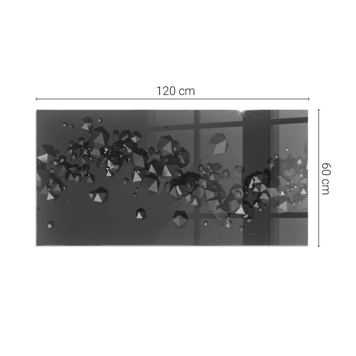 GLASPLATTE für Kamin 120x60 cm Schwarz - Schwarz, Glas (120/60/0.4cm) - ArtPrintCave