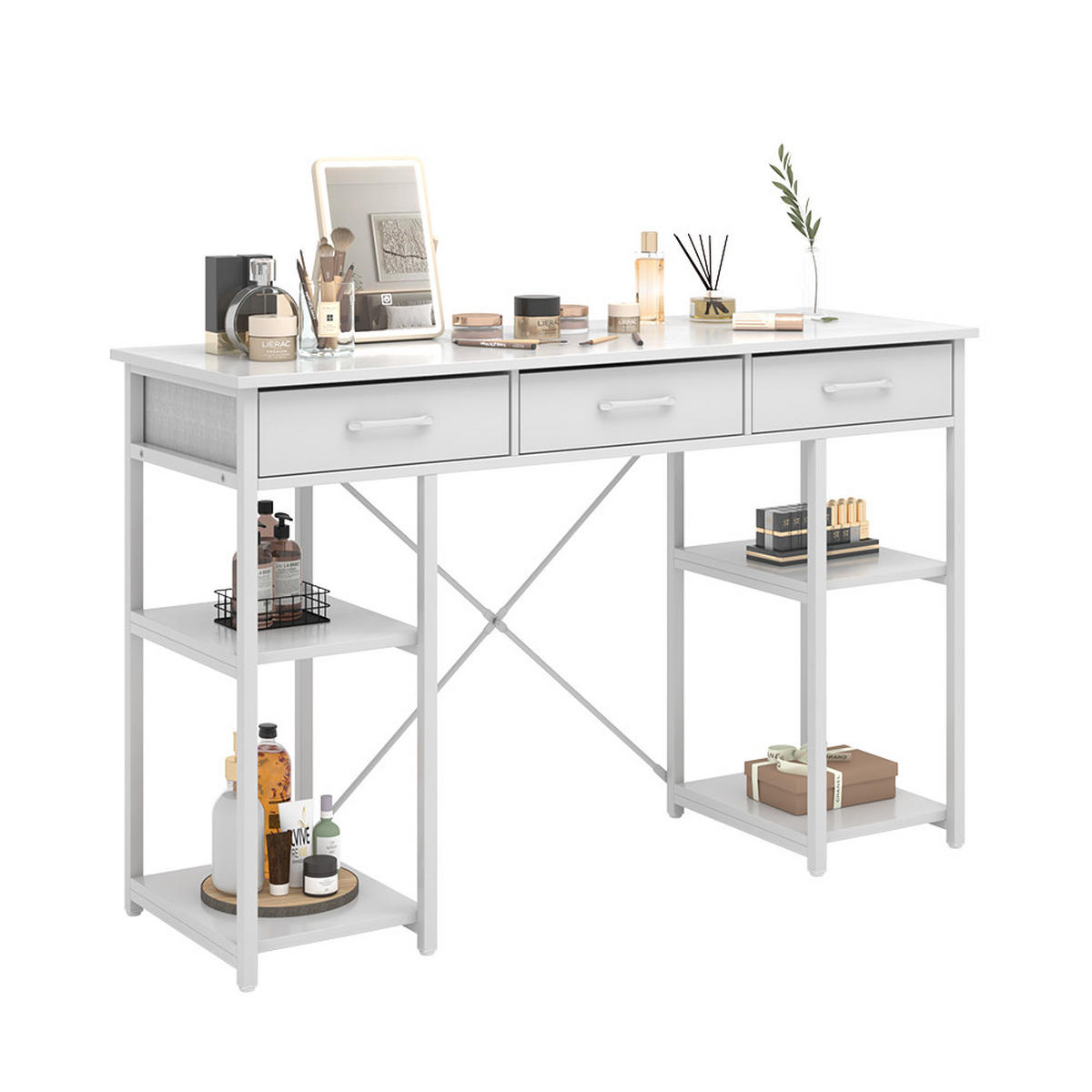 SCHMINKTISCH Chino Weiß 120 cm mit Schubladen - Weiß, Holzwerkstoff (40/120/78cm) - Vicco