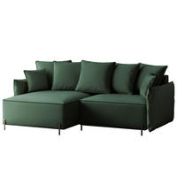 ECKSOFA MARCO Links, mit Schlaffunktion und Bettkasten, Grün - Grün, Textil/Metall (221/148cm) - Idohome