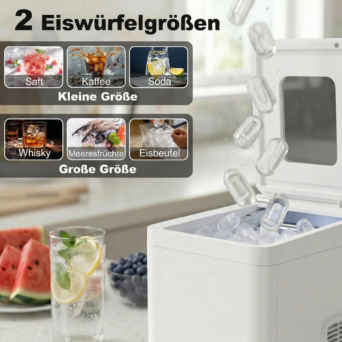 EISWÜRFELMASCHINE Kunststoff Weiß - Weiß, Kunststoff (23.2/33.7/31.5cm) - HOMCOM