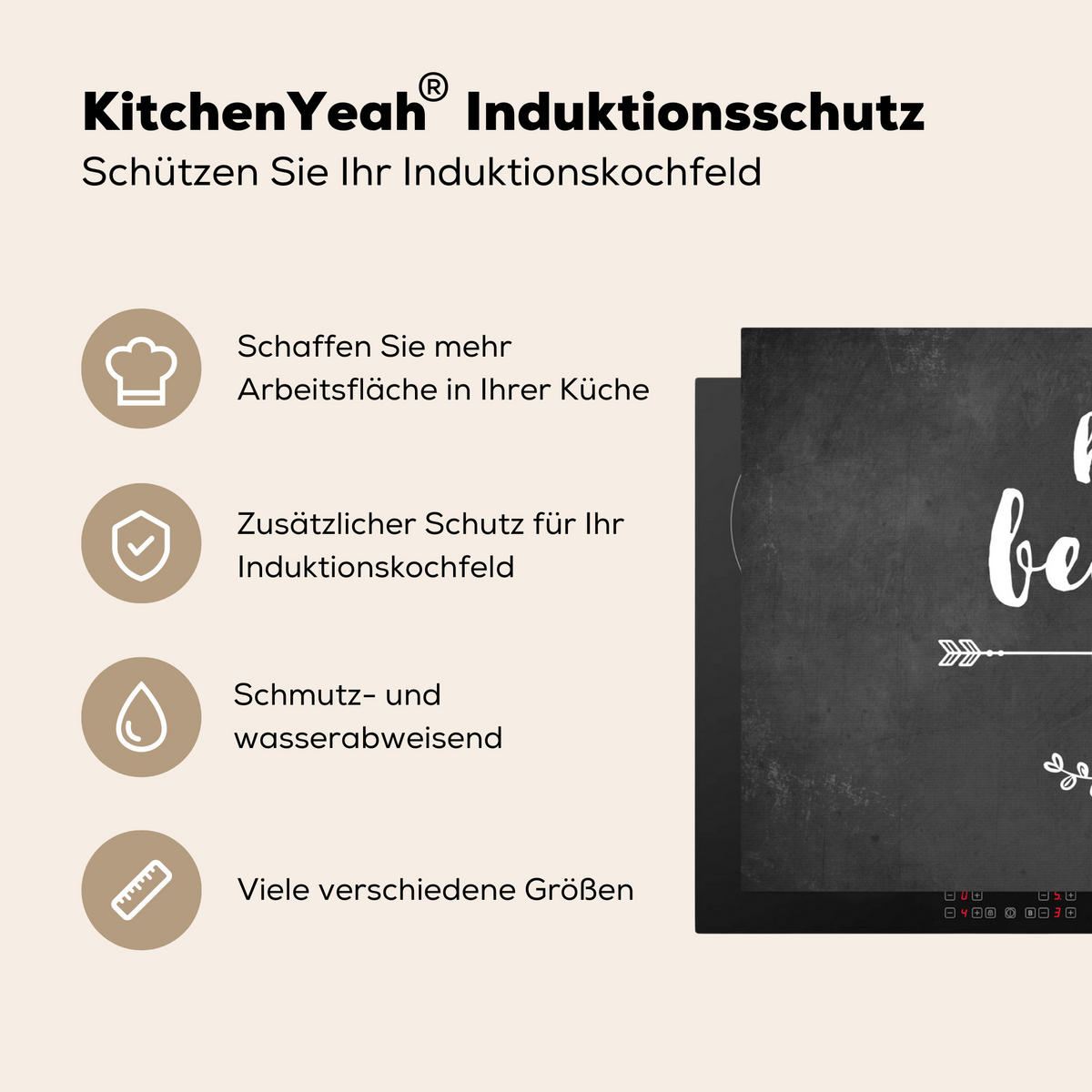 HERDABDECKPLATTE Zitat - Einen schönen Tag - Grau - Weiß Induktionsmatte 83x51 cm - Anthrazit, Kunststoff (83/51.5/0.2cm) - MuchoWow