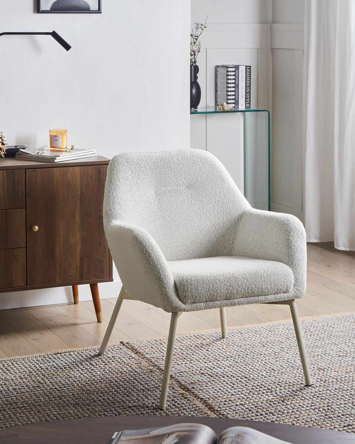 SESSEL Cremeweiß Jabro - Weiß, Textil (65/78/70cm) - Beliani