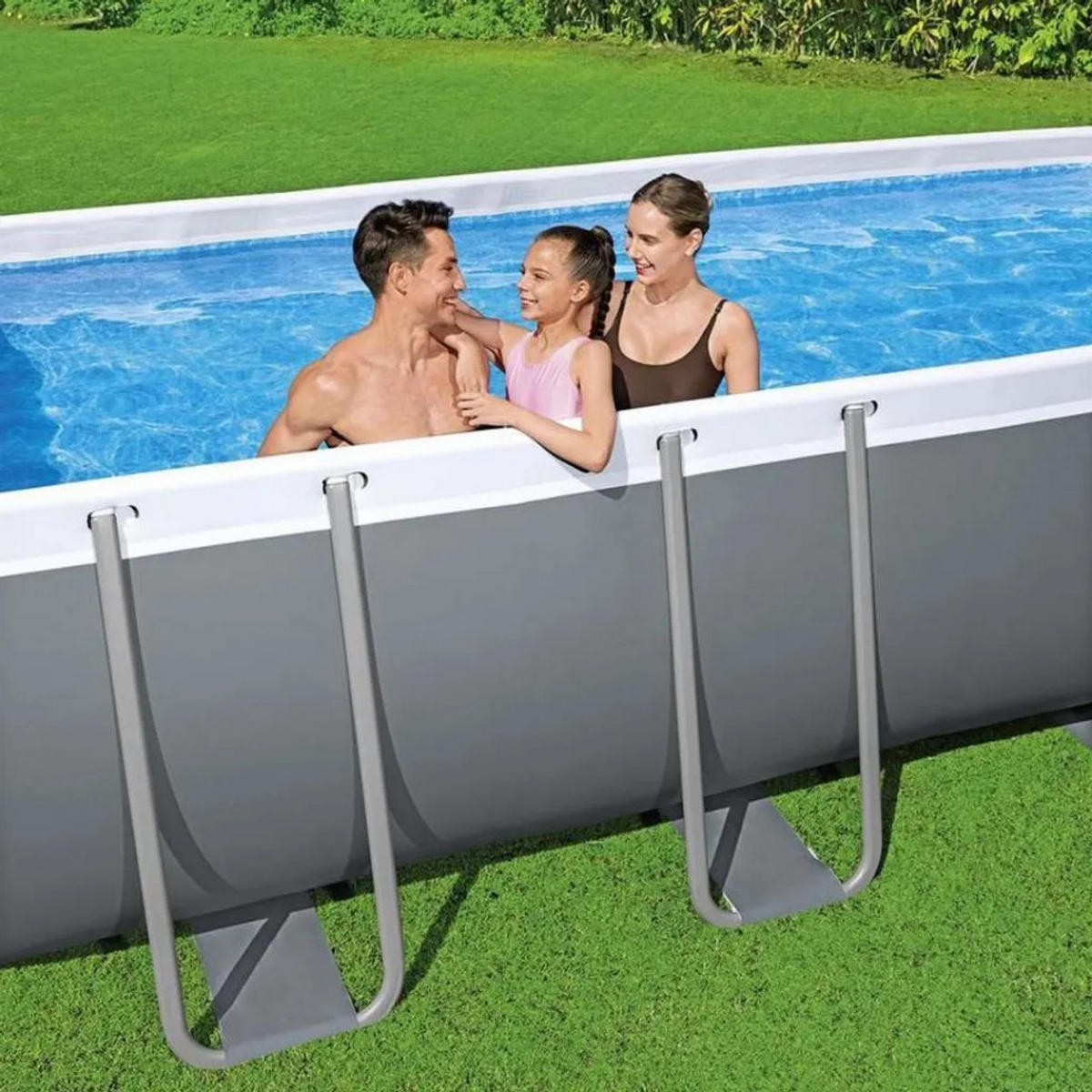 POOL SET Power Steel Blau 550 × 270 × 120 cm Rechteckig mit Filterpumpe - Blau, Kunststoff/Metall (550/120/270cm) - Bestway