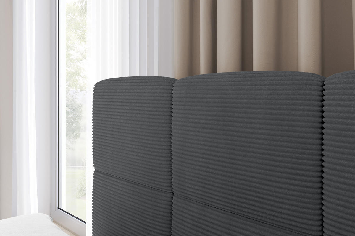EINZELBETT Jugendbett mit Bettkasten Rechts, ohne Matratze - LIVY 80x200 Dunkelgrau - Graphitfarben, Holzwerkstoff/Textil (80/200cm) - ALTDECOR