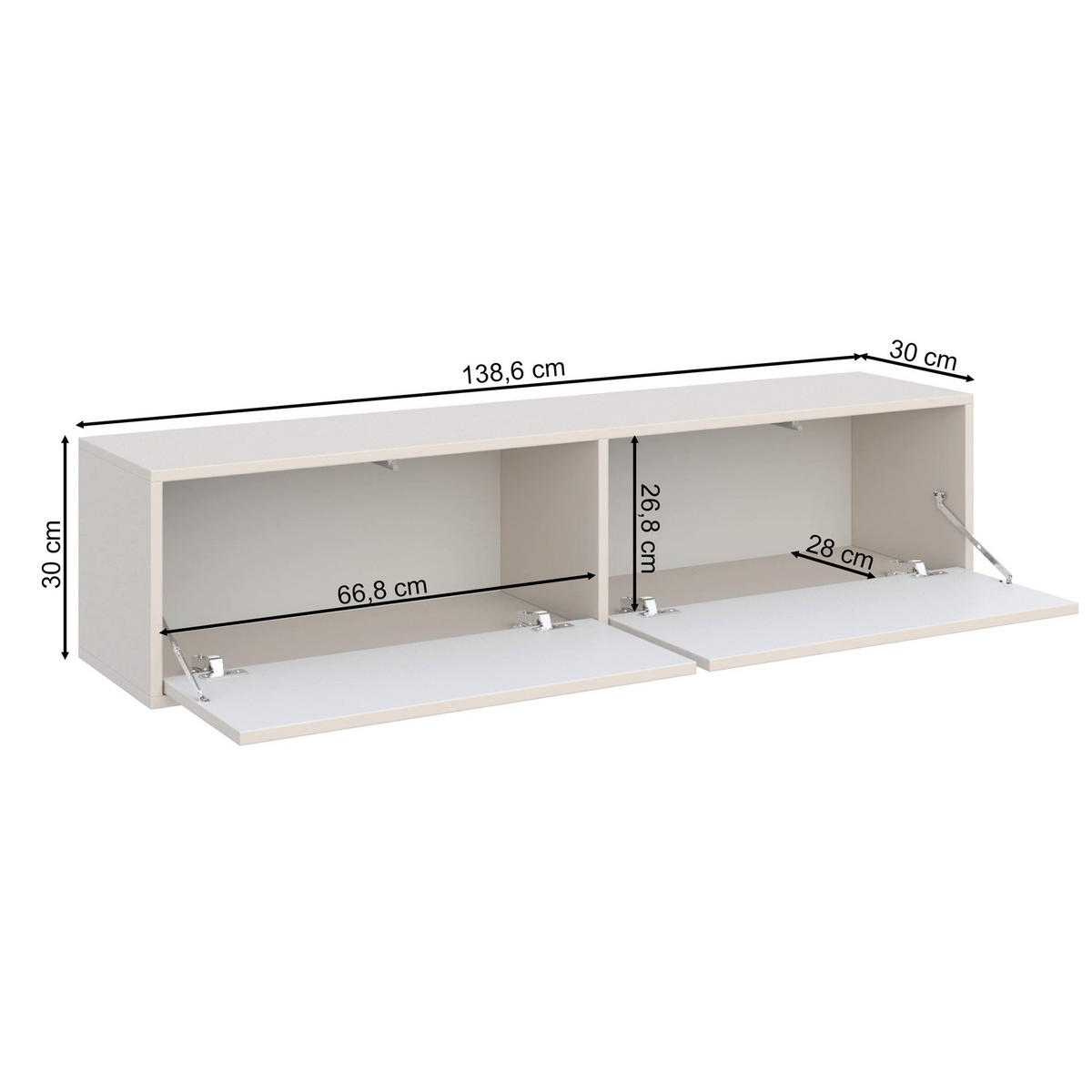TV-HÄNGEBOARD Velveto 2-türig, Schwarz, 140 cm - Schwarz, Holzwerkstoff (140/30/30cm) - Selsey