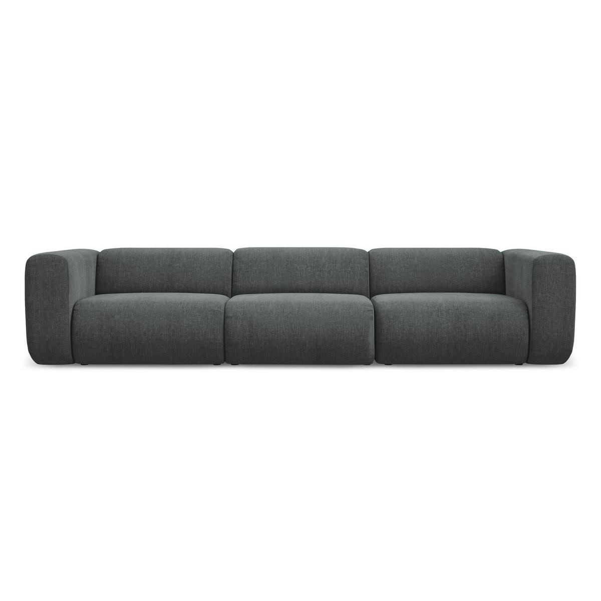 4-SITZER-SOFA Chenille Stoff Grau - Schwarz/Graphitfarben, Kunststoff/Textil (319/70/89cm) - LaMiaSofa