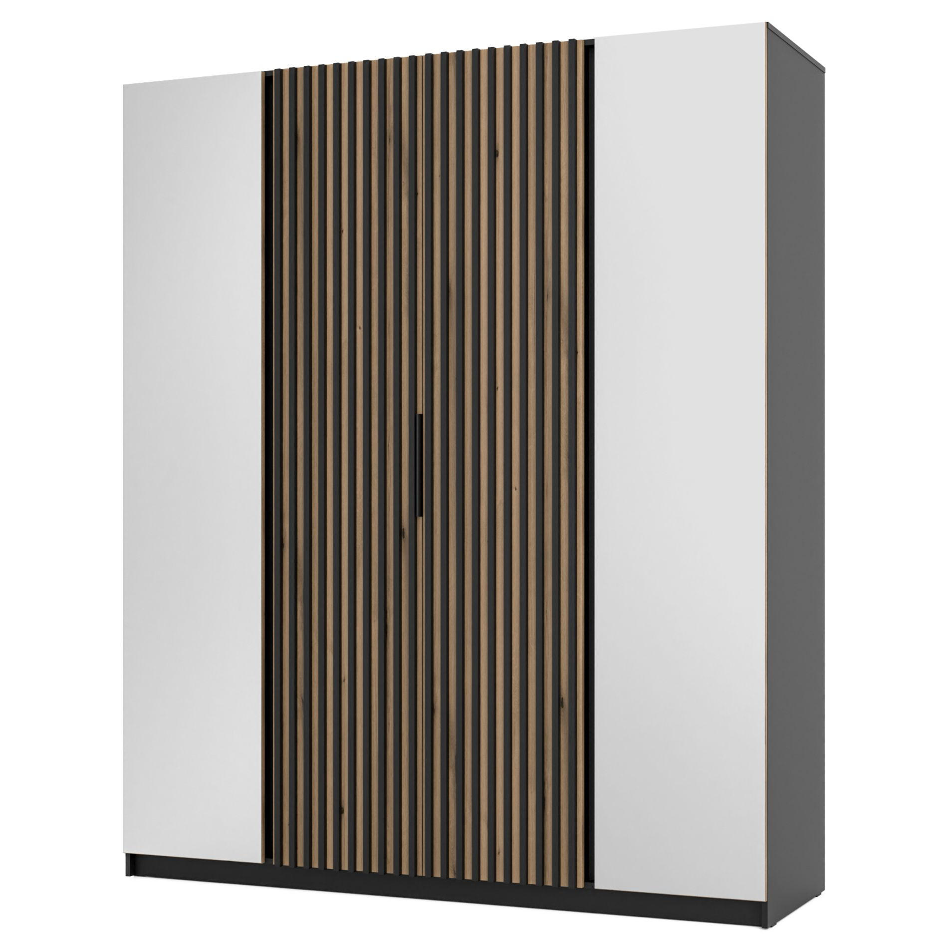 KLEIDERSCHRANK Kaja Eiche/ Schwarz 200 cm - Eichefarben/Schwarz, Holzwerkstoff/Metall (200/239/61.9cm) - Selsey