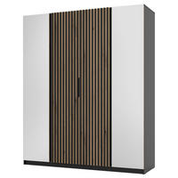KLEIDERSCHRANK Kaja Eiche/ Schwarz 200 cm - Eichefarben/Schwarz, Holzwerkstoff/Metall (200/239/61.9cm) - Selsey