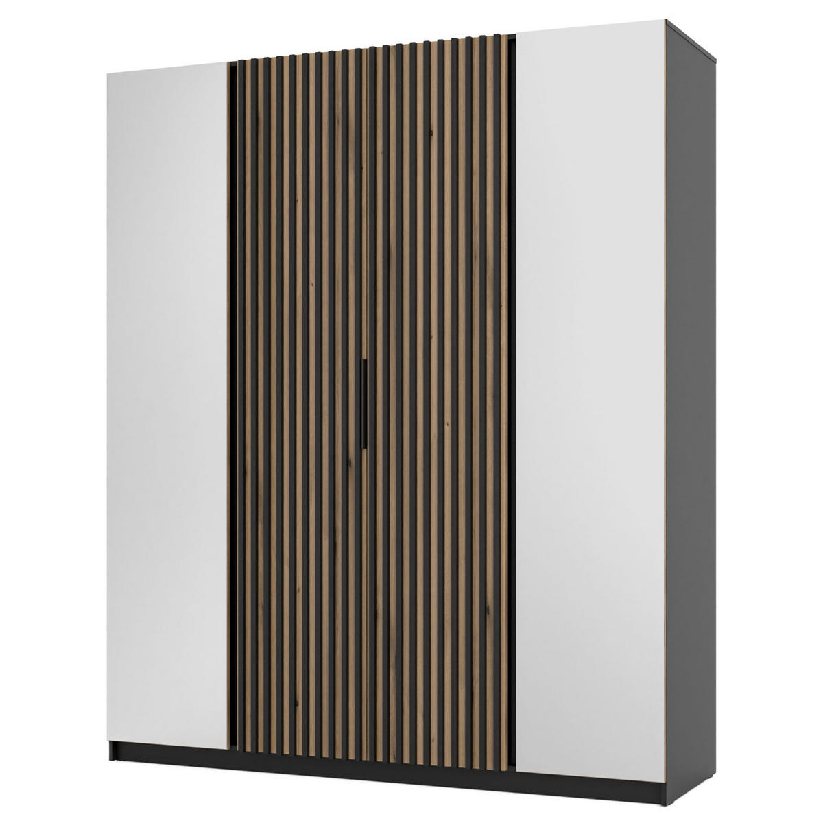 KLEIDERSCHRANK Kaja Eiche/ Schwarz 200 cm - Eichefarben/Schwarz, Holzwerkstoff/Metall (200/239/61.9cm) - Selsey