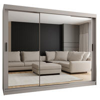 ŠATNÍ skříň s posuvnými dveřmi 200/250/62 3dveřová - černá/kašmírová, dřevo/plast (250/200/62cm)