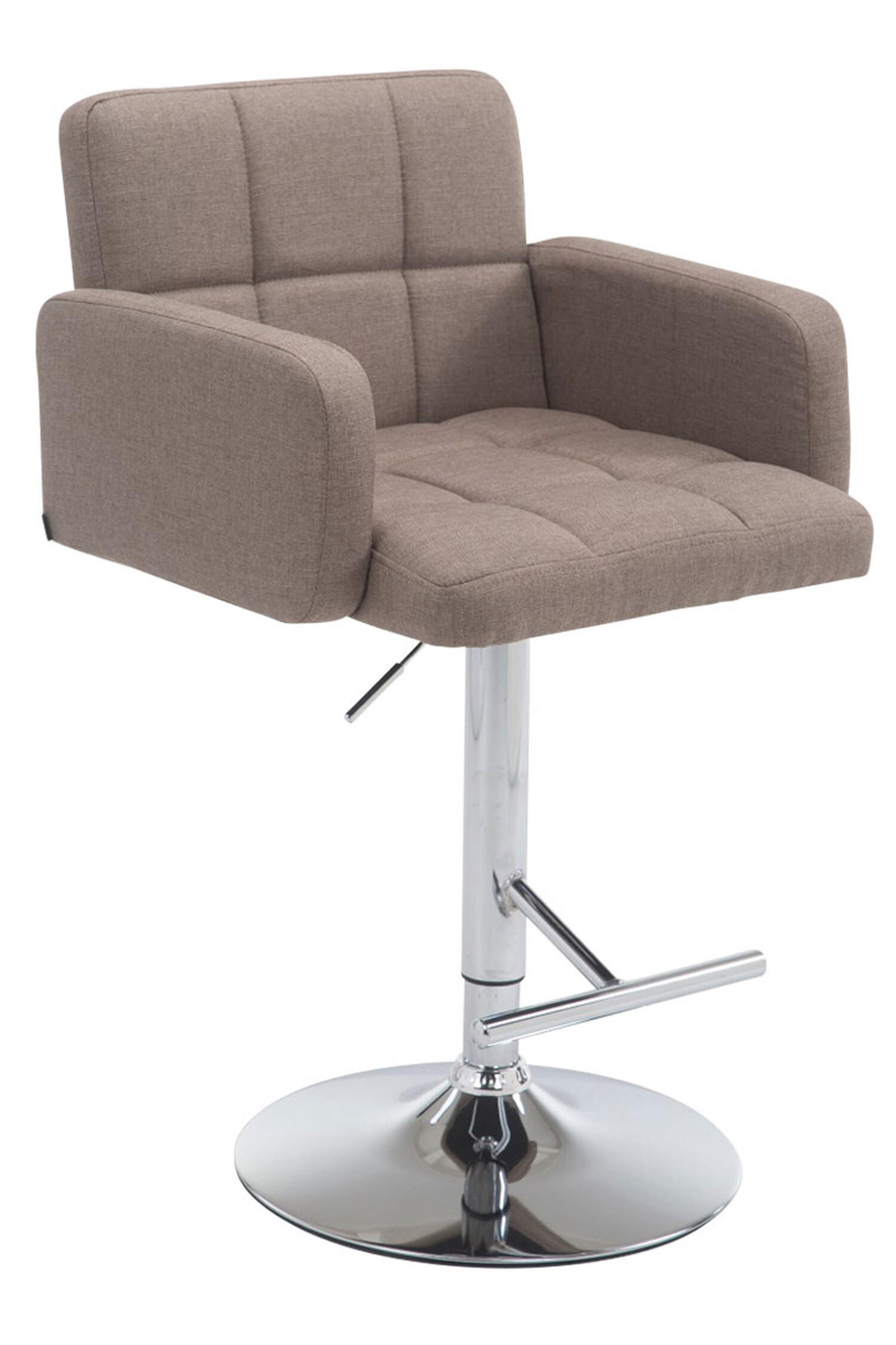 BARHOCKER Lausanne, Gestell Metall in Chromoptik, Stoff Taupe - Taupe/Chromfarben, Textil/Metall (60/100/56cm) - TPFLiving