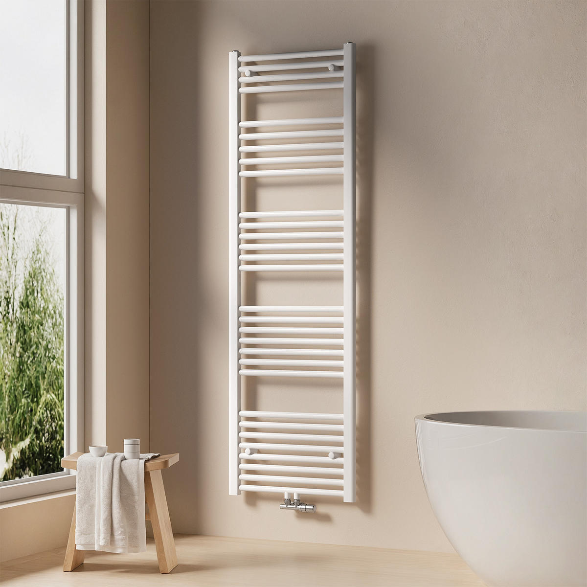 HEIZKÖRPER Handtuchheizkörper wasserführend 160/50/3 cm - Weiß, Metall (50/160/3cm) - EMKE