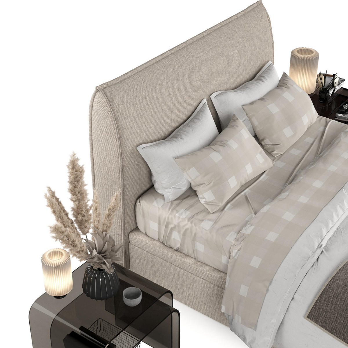 POLSTERBETT Tuvalu mit Stauraum 120/200 cm Hellbeige im Megan Stoff - Beige/Schwarz, Holz/Holzwerkstoff (120/200cm) - AltaBeds