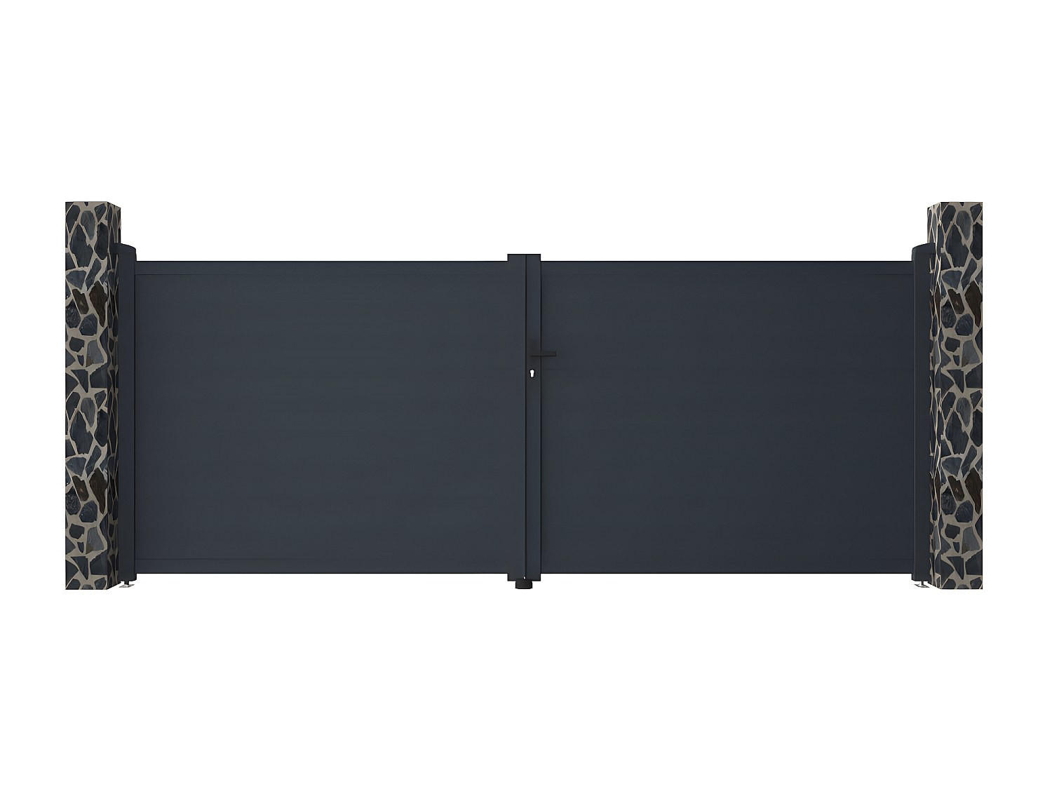 FLÜGELTOR - 392cm x 4.6cm - Aluminium - anthrazitgrau - NAZARIO - Anthrazit, Metall (392/161cm) - Vente-Unique