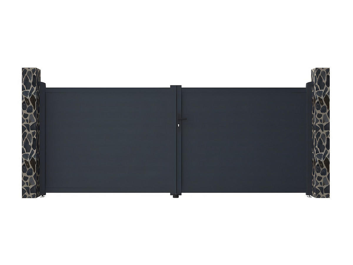 FLÜGELTOR - 392cm x 4.6cm - Aluminium - anthrazitgrau - NAZARIO - Anthrazit, Metall (392/161cm) - Vente-Unique